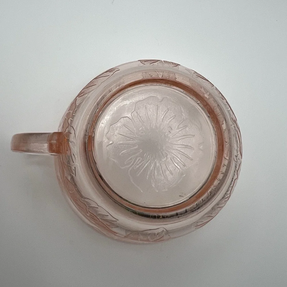 MacBeth Evans Pink Teacup Saucer Depression Glass Dogwood Apple Blossom Vintage